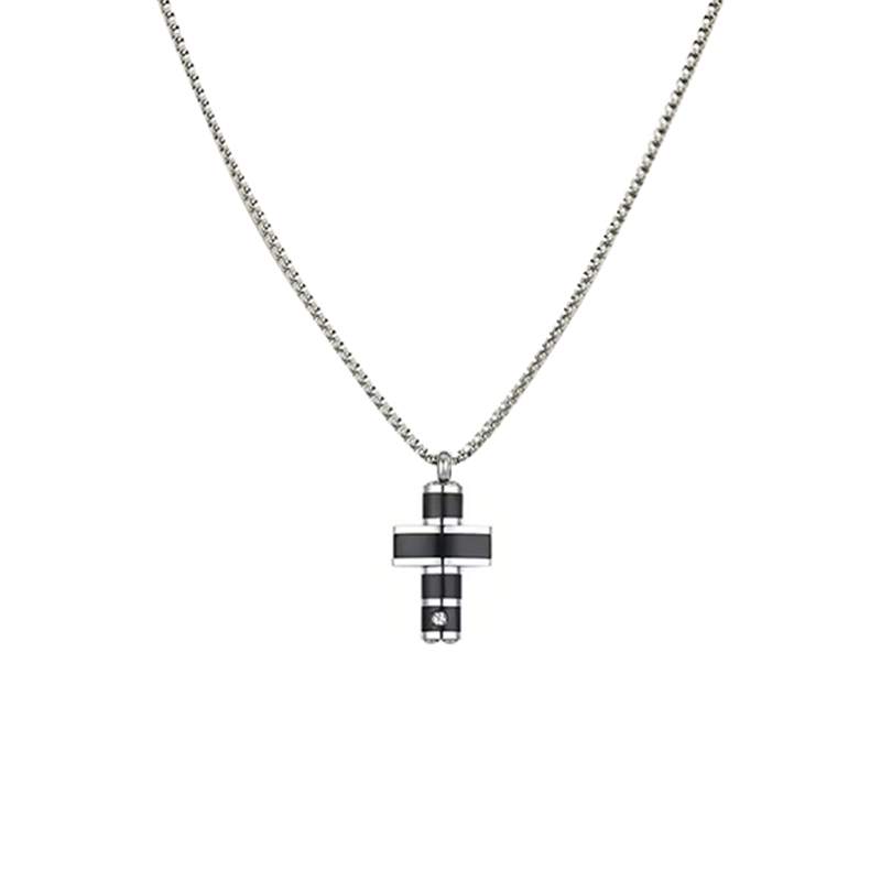 COLLANA UOMO CON CIONDOLO CROCE CON ZIRCONE BIANCO - RD24100B598 COLLANA UOMO CON CIONDOLO CROCE CON ZIRCONE BIANCO - RD24100B598