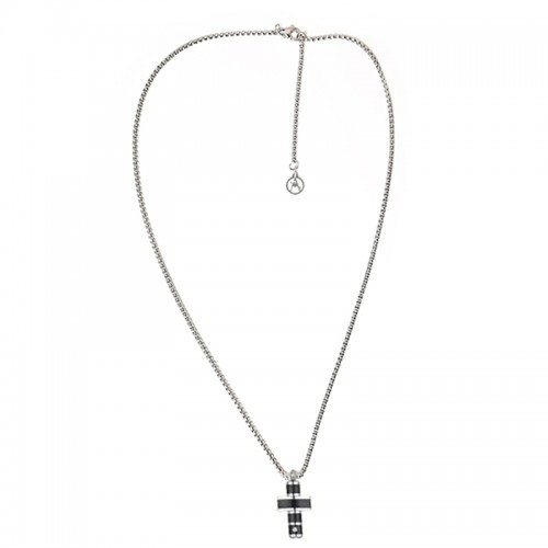 MEN'S CROSS PENDANT NECKLACE WITH WHITE ZIRCON - RD24100B598