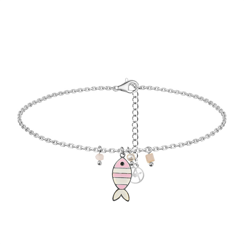CAVIGLIERA PESCE ROSA CON CRISTALLO E PERLA - YC2548B148 CAVIGLIERA PESCE ROSA CON CRISTALLO E PERLA - YC2548B148