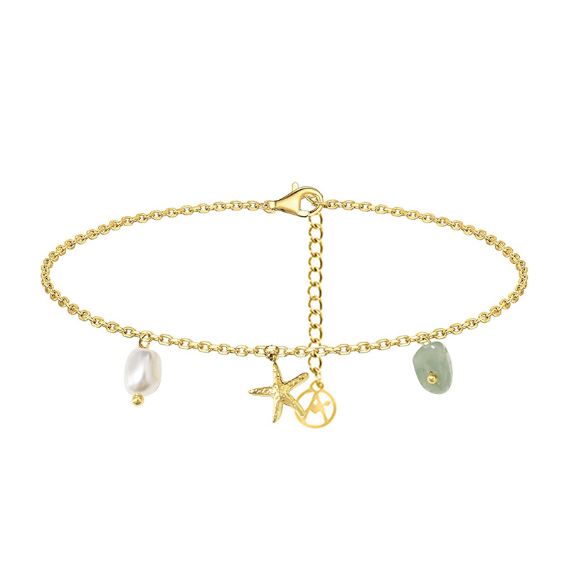 CAVIGLIERA STELLA MARINA CON PIETRA E PERLA - YC2548B160 CAVIGLIERA STELLA MARINA CON PIETRA E PERLA - YC2548B160
