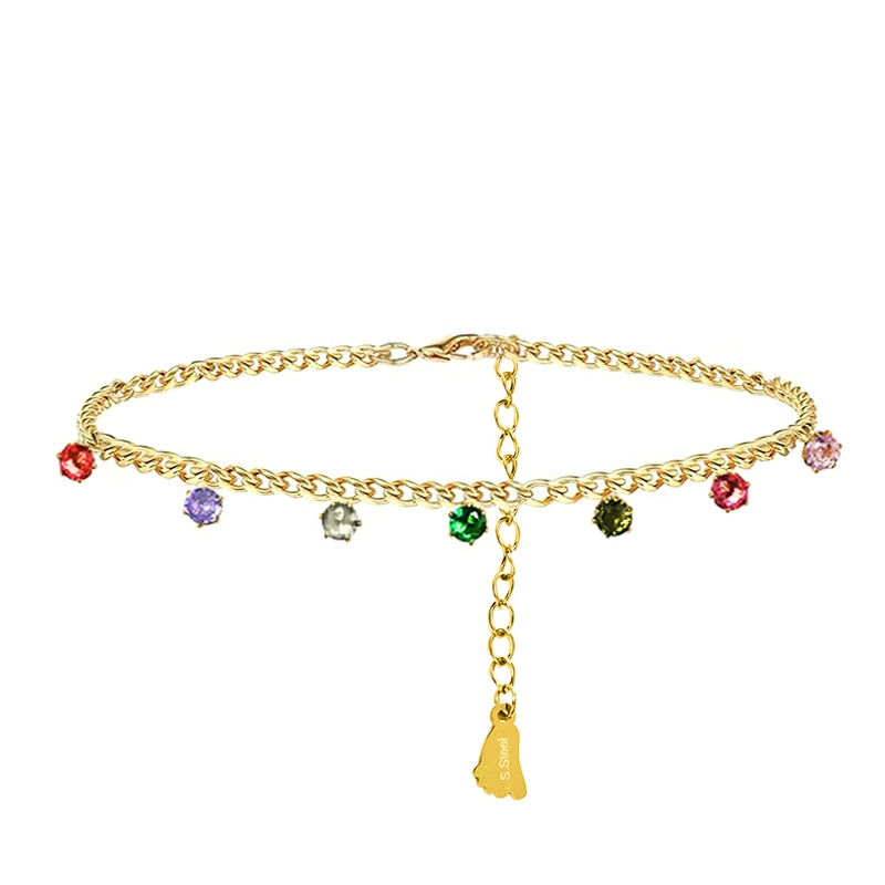CAVIGLIERA CON SETTE ZIRCONI MULTICOLOR - YY2648C991
