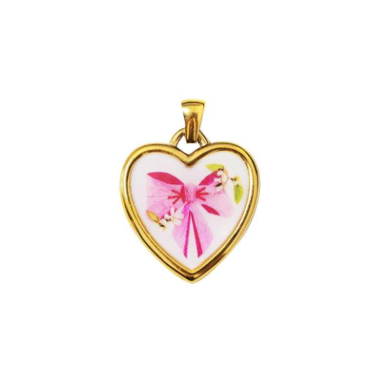 CIONDOLO CUORE CON FIOCCO ROSA - FJ2628D047