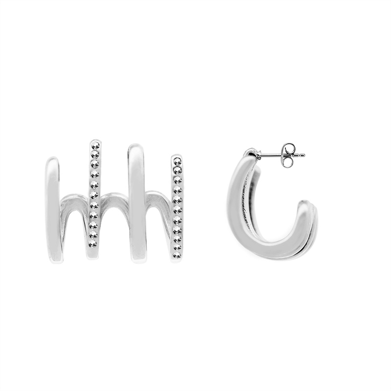 ORECCHINI A CERCHIO A 4 PUNTE CON STRASS - AGS2564C354