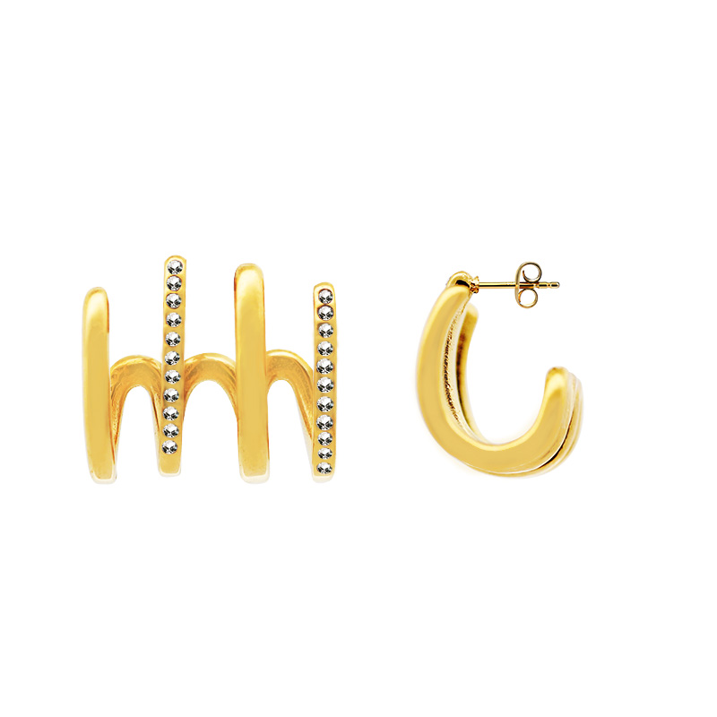 ORECCHINI A CERCHIO A 4 PUNTE CON STRASS - AGS2564C354