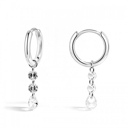 ORECCHINI A CERCHIO CON ZIRCONI PENDENTI A CASCATA - DEK4033