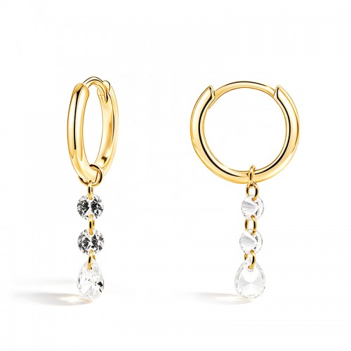 ORECCHINI A CERCHIO CON ZIRCONI PENDENTI A CASCATA - DEK4033