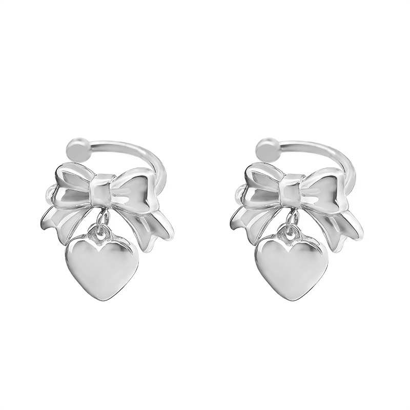 COPPIA DI EAR CUFF A FIOCCO CON CUORE PENDENTE - FFJ2544C587