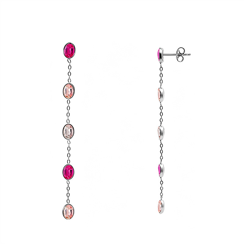 ORECCHINI PENDENTI CON ZIRCONI OVALI COLORATI - FFJ26110C845