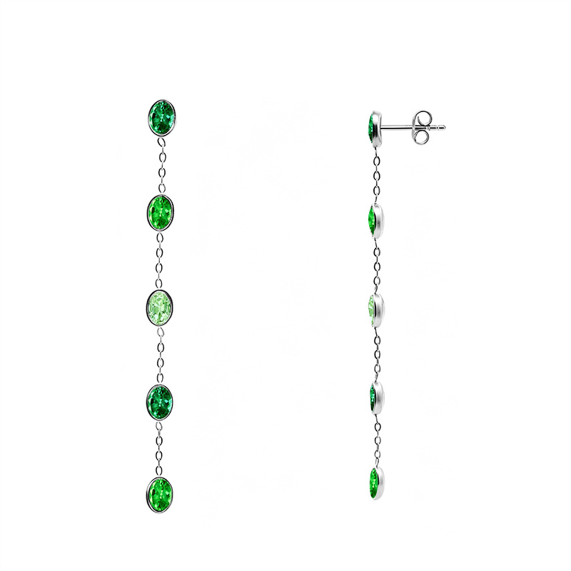 ORECCHINI PENDENTI CON ZIRCONI OVALI COLORATI - FFJ26110C845