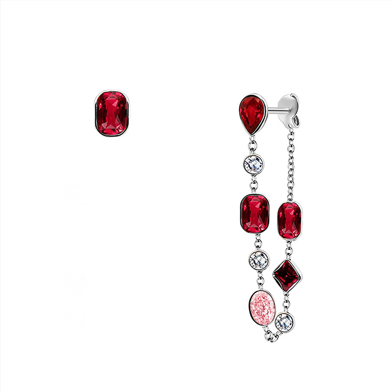 ORECCHINI ASIMMETRICI CON ZIRCONI GEOMETRICI COLORATI - FFJ2663C846