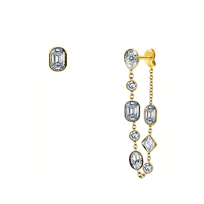 ORECCHINI ASIMMETRICI CON ZIRCONI GEOMETRICI COLORATI - FFJ2663C846
