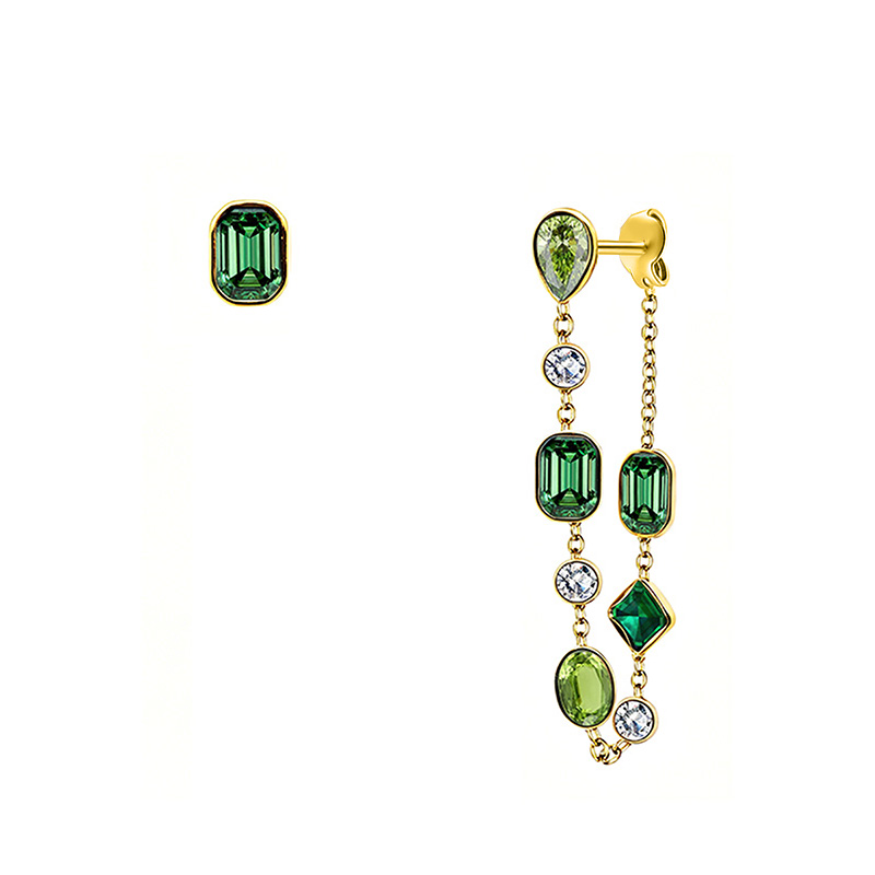 ORECCHINI ASIMMETRICI CON ZIRCONI GEOMETRICI COLORATI - FFJ2663C846