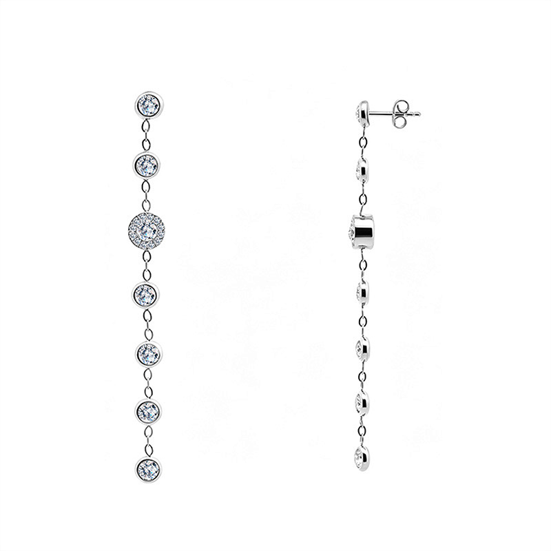 ORECCHINI PENDENTI A CASCATA CON ZIRCONI TONDI COLORATI - FFJ2686C849