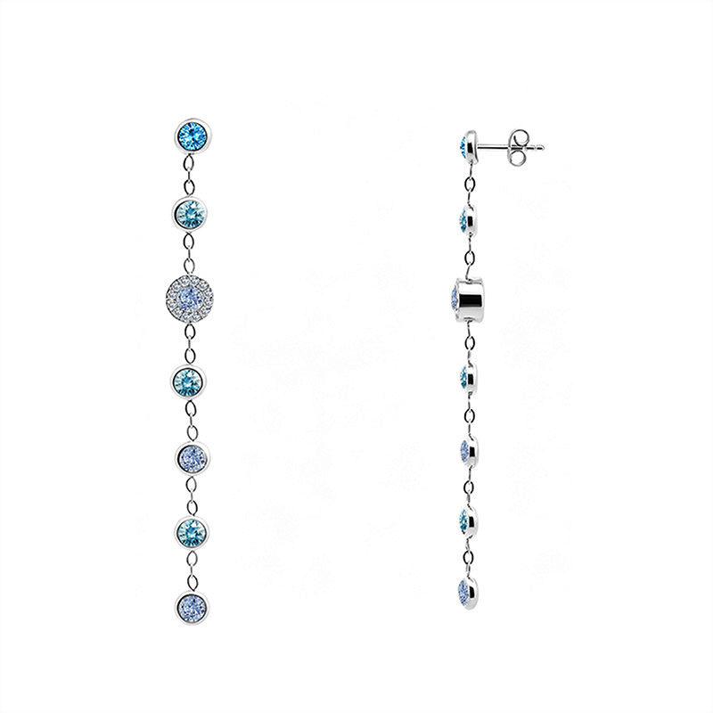 ORECCHINI PENDENTI A CASCATA CON ZIRCONI TONDI COLORATI - FFJ2686C849