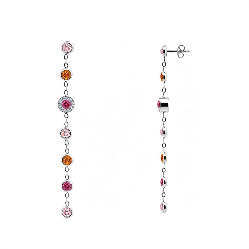 ORECCHINI PENDENTI A CASCATA CON ZIRCONI TONDI COLORATI - FFJ2686C849