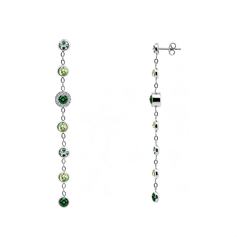 ORECCHINI PENDENTI A CASCATA CON ZIRCONI TONDI COLORATI - FFJ2686C849