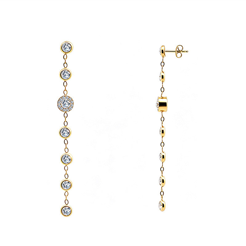 ORECCHINI PENDENTI A CASCATA CON ZIRCONI TONDI COLORATI - FFJ2686C849