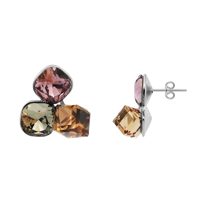 ORECCHINI CON TRE CRISTALLI GEOMETRICI COLORATI - FFJ88C838