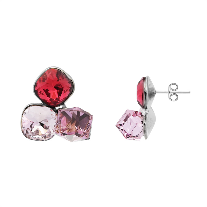 ORECCHINI CON TRE CRISTALLI GEOMETRICI COLORATI - FFJ88C838