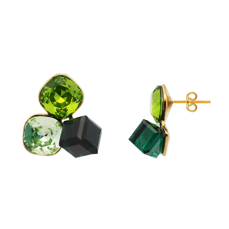 ORECCHINI CON TRE CRISTALLI GEOMETRICI COLORATI - FFJ88C838