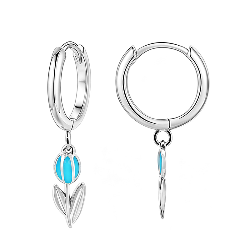 ORECCHINI A CERCHIO CON PENDENTE TULIPANO IN SMALTO COLORATO - FJ2646D042