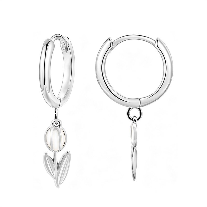 ORECCHINI A CERCHIO CON PENDENTE TULIPANO IN SMALTO COLORATO - FJ2646D042