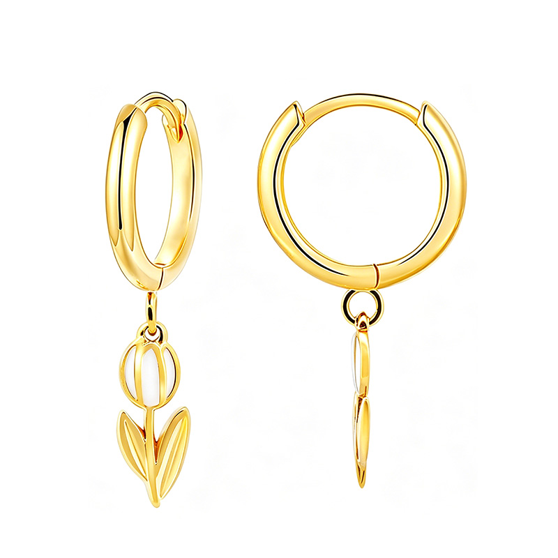 ORECCHINI A CERCHIO CON PENDENTE TULIPANO IN SMALTO COLORATO - FJ2646D043