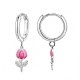 ORECCHINI A CERCHIO CON PENDENTE TULIPANO IN SMALTO E STRASS - FJ2648D038