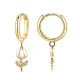 ORECCHINI A CERCHIO CON PENDENTE TULIPANO IN SMALTO E STRASS - FJ2648D039