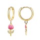 ORECCHINI A CERCHIO CON PENDENTE TULIPANO IN SMALTO E STRASS - FJ2648D039