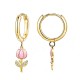 ORECCHINI A CERCHIO CON PENDENTE TULIPANO IN SMALTO E STRASS - FJ2648D039