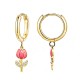 ORECCHINI A CERCHIO CON PENDENTE TULIPANO IN SMALTO E STRASS - FJ2648D039