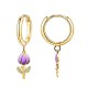 ORECCHINI A CERCHIO CON PENDENTE TULIPANO IN SMALTO E STRASS - FJ2648D039