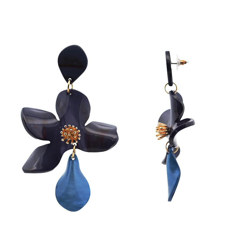 ORECCHINI PENDENTI CON FIORE IN ACRILICO - FT2476B629 ORECCHINI PENDENTI CON FIORE IN ACRILICO - FT2476B629