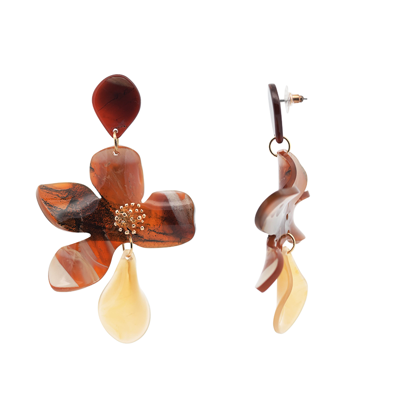 ORECCHINI PENDENTI CON FIORE IN ACRILICO - FT2476B629 ORECCHINI PENDENTI CON FIORE IN ACRILICO - FT2476B629