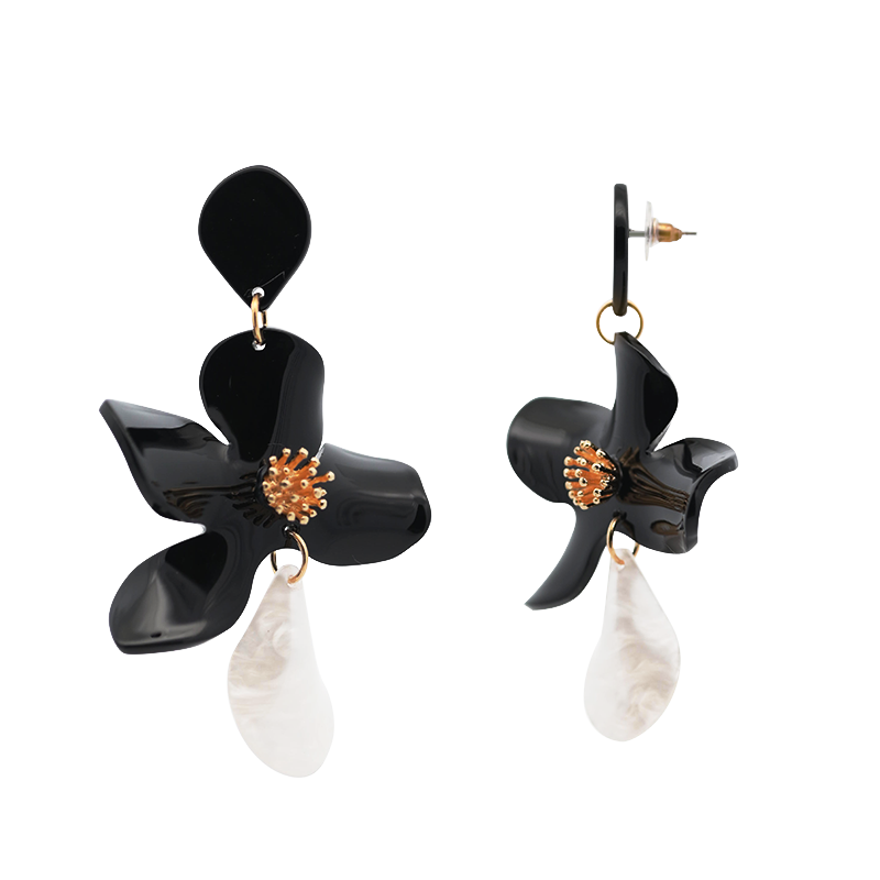 ORECCHINI PENDENTI CON FIORE IN ACRILICO - FT2476B629 ORECCHINI PENDENTI CON FIORE IN ACRILICO - FT2476B629