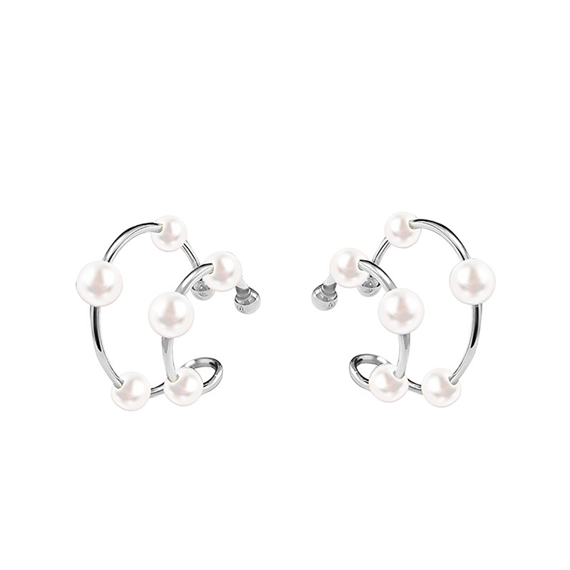 COPPIA DI EAR CUFF A DOPPIO CERCHIO CON PERLE - GD25544B912