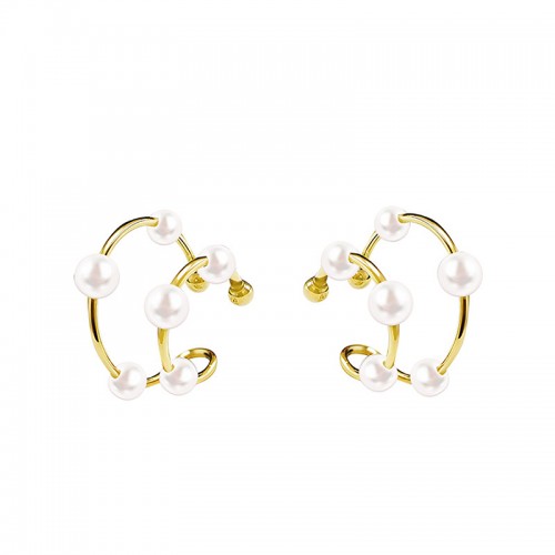 COPPIA DI EAR CUFF A DOPPIO CERCHIO CON PERLE - GD25544B912