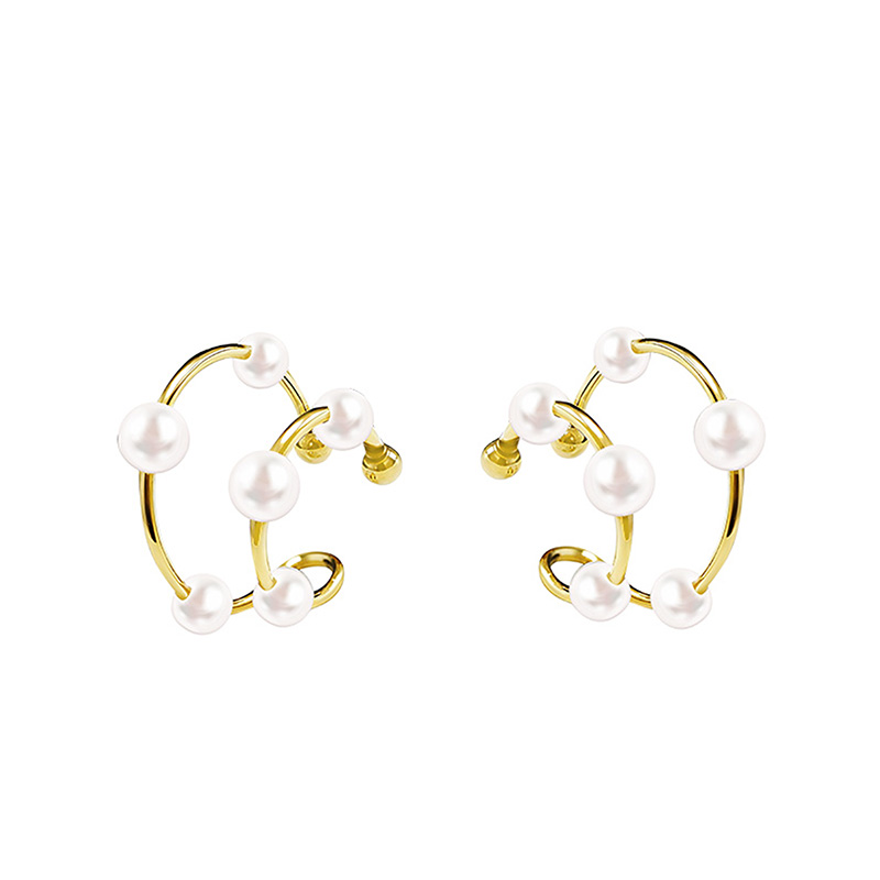 COPPIA DI EAR CUFF A DOPPIO CERCHIO CON PERLE - GD25544B912