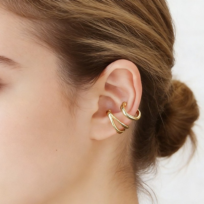 COPPIA DI EAR CUFF A DOPPIO CERCHIO ONDULATO – GD25704B909