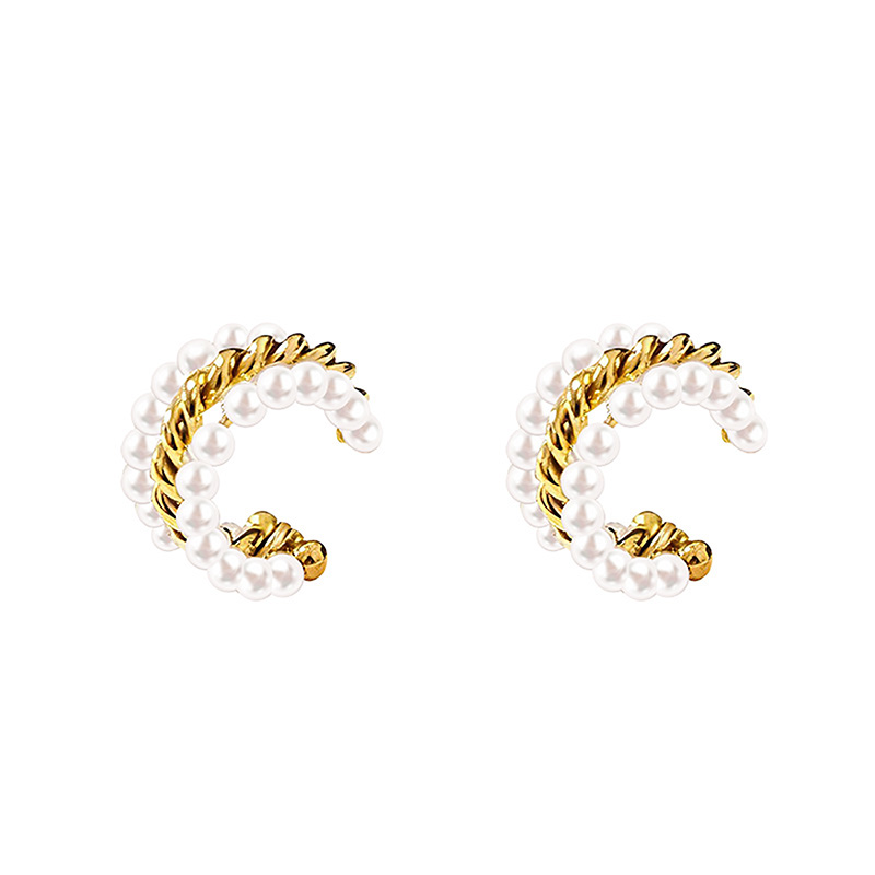 COPPIA DI EAR CUFF A TRIPLO CERCHIO CON PERLE - GD25704B910