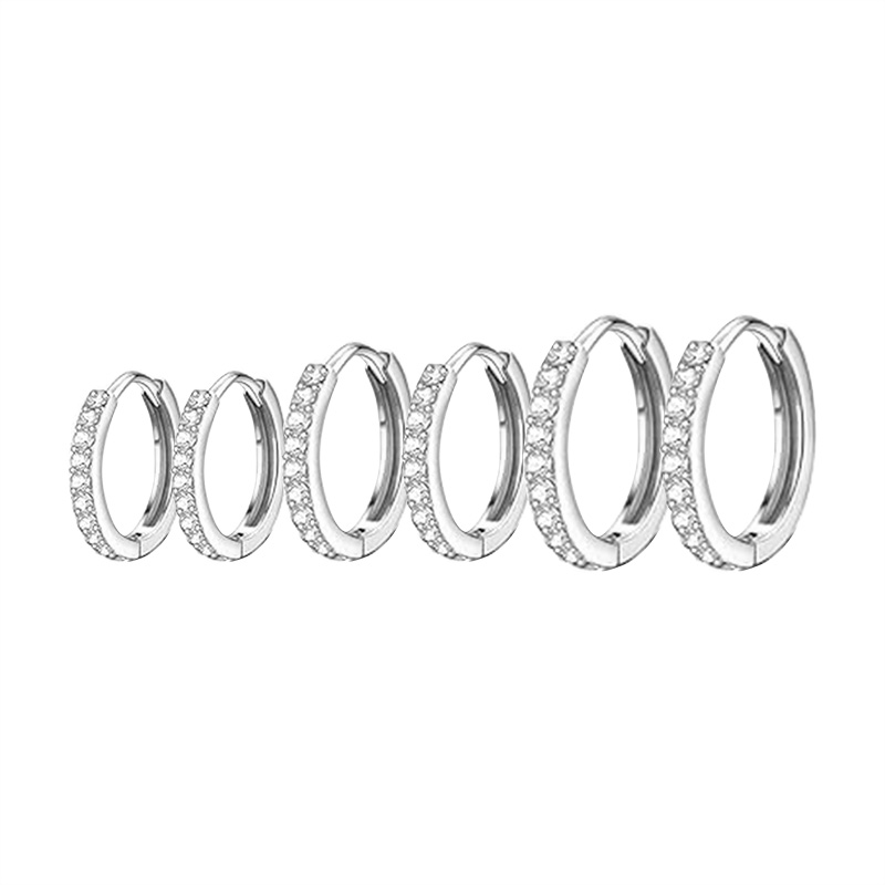 SET DI 6 ORECCHINI A CERCHIO CON ZIRCONI - JN25132C201