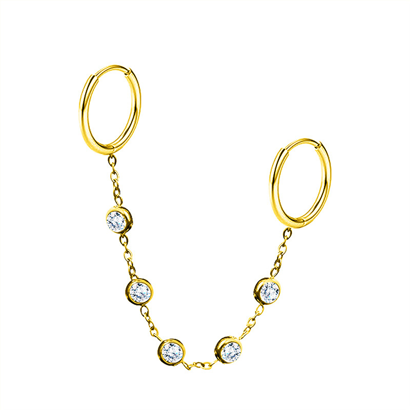 ORECCHINO SINGOLO DOPPIO BUCO CON CATENA E PUNTO LUCE - JN2540C202