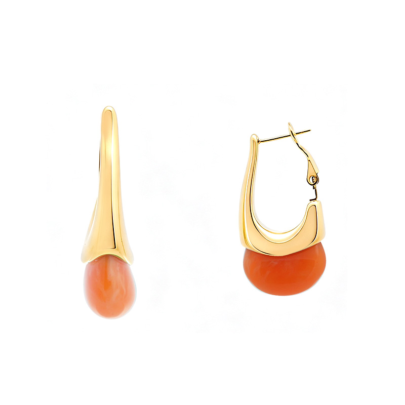 ORECCHINI A CERCHIO A FORMA DI U CON RESINA COLORATA - JN260060D252