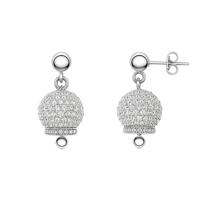 ORECCHINI PENDENTI A CAMPANELLA CON PAVÉ DI ZIRCONI - JN2650D084