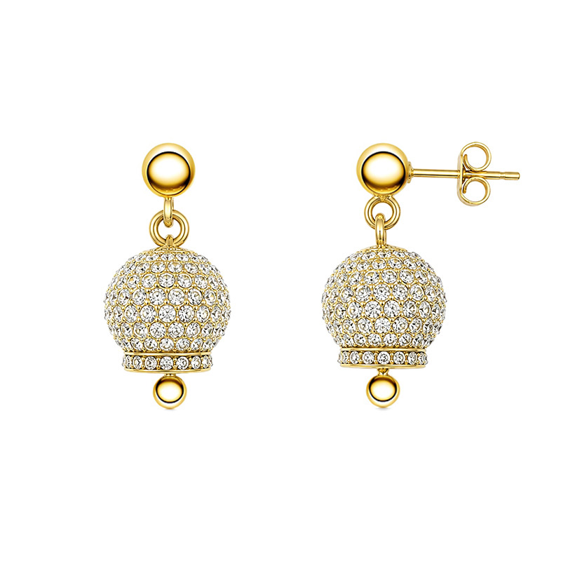 ORECCHINI PENDENTI A CAMPANELLA CON PAVÉ DI ZIRCONI - JN2650D084