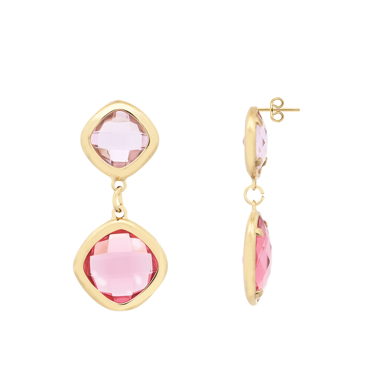 ORECCHINI PENDENTI CON CRISTALLI QUADRATI COLORATI - MDD2512E ORECCHINI PENDENTI CON CRISTALLI QUADRATI COLORATI - MDD2512E