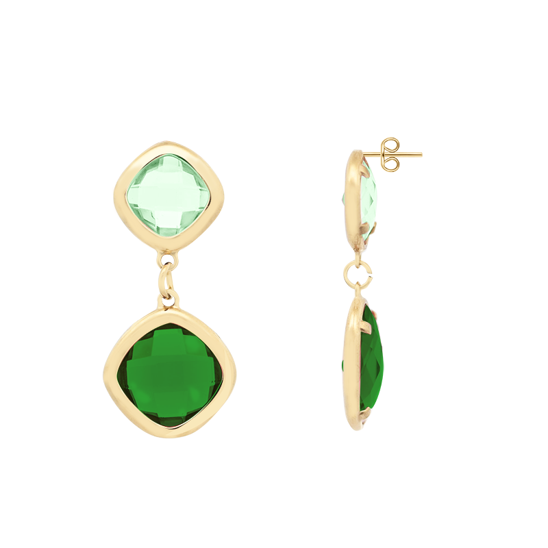 ORECCHINI PENDENTI CON CRISTALLI QUADRATI COLORATI - MDD2512E ORECCHINI PENDENTI CON CRISTALLI QUADRATI COLORATI - MDD2512E
