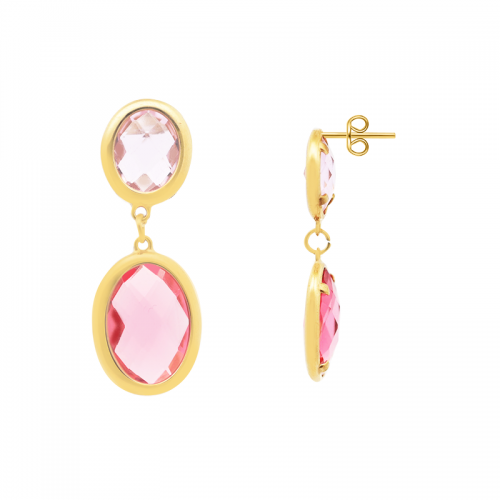 ORECCHINI PENDENTI CON CRISTALLI OVALI COLORATI - MDD2516E