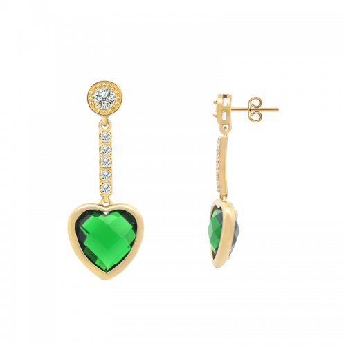 ORECCHINI PENDENTI CON ZIRCONIA E CRISTALLI CUORI COLORATI - MDD2732E